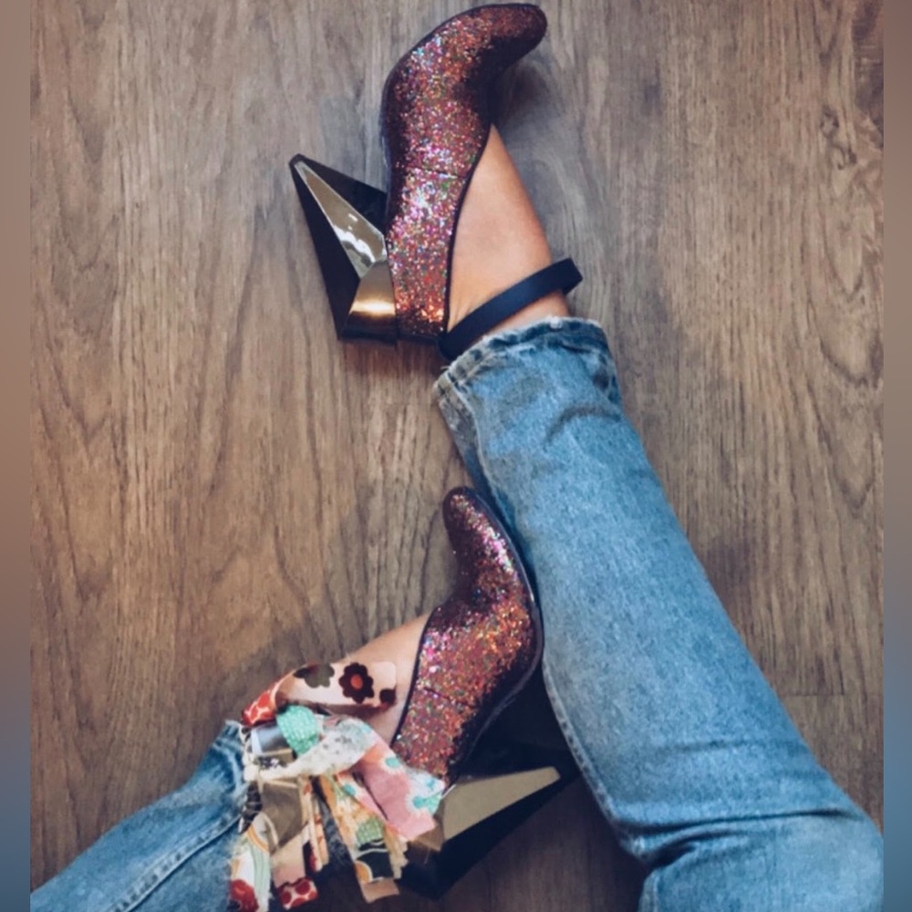 Rare Irregular Choice Glitter Cone Heels